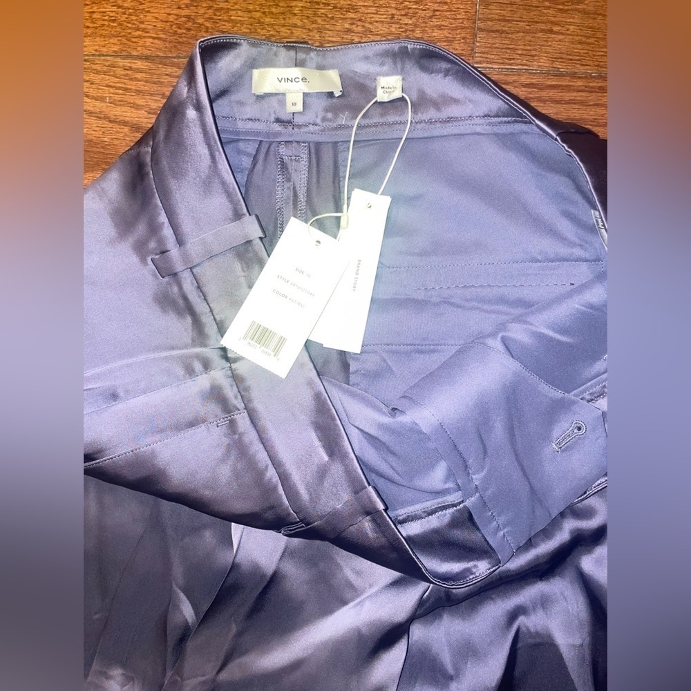 NWT Vince pleat front satin trousers 💜 Size 10 - Picture 8 of 12